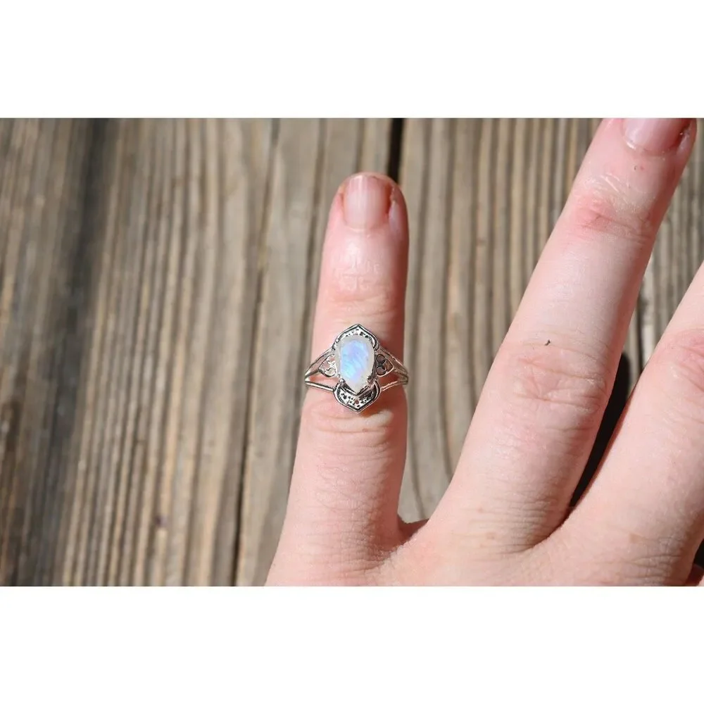 Engagement ring Moonstone sterling silver ring American made